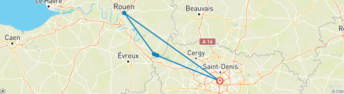 Karte mit der Reiseroute