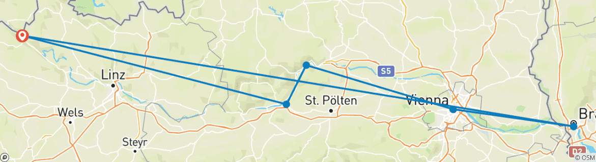 Image d'une carte montrant l'itinéraire du circuit