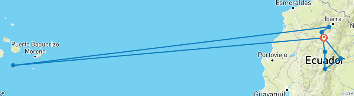 Map of Ecuador Highlands & Galapagos
