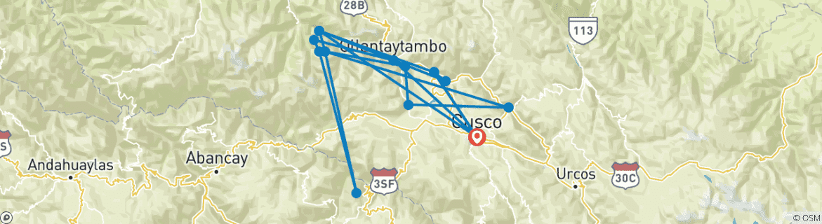 Carte du circuit Chemin de l'Inca Express