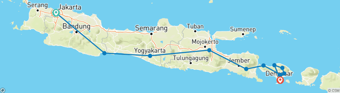 Map of Java & Bali Explorer (11 destinations)