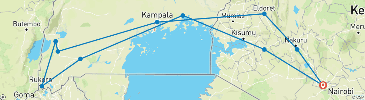 Map of Gorillas & Game Parks (11 destinations)