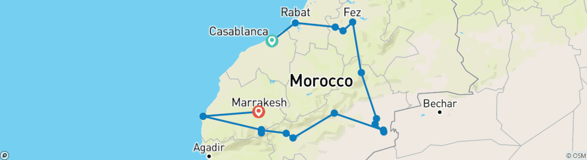 Map of Best of Morocco (18 destinations)