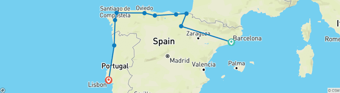 Map of Spain & Portugal Real Food Adventure