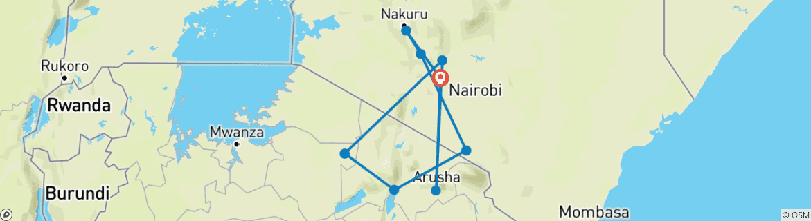 Map of The Masai Heartlands (9 destinations)