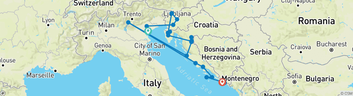 Carte du circuit Premium Venice to Dubrovnik (from Venise to Elaphiti (Îles))