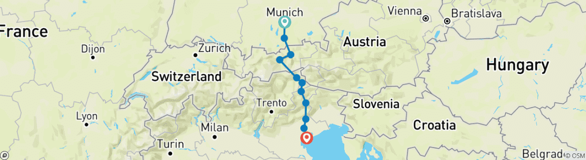 Map of Munich - Venice Option 2