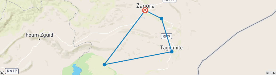 Foto van een kaart met de route van de rondreis