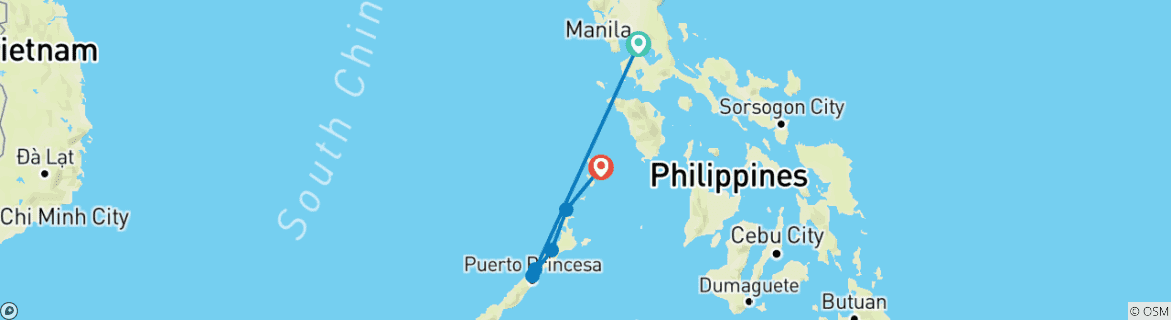 Map of Philippines Island Hopping West (With Expedition, 13 Days)