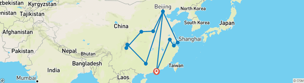 Mapa de China con poco dinero