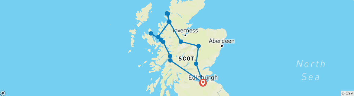 Map of Scottish Highlands From Edinburgh - 5 days