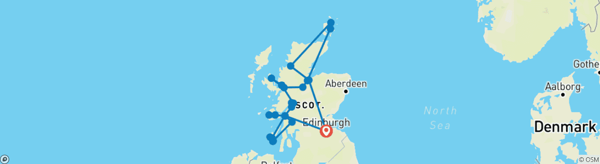 Map of Whisky Coast & Scottish Islands  - 12 days