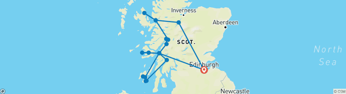 Mapa de Escocia salvaje y explorador del whisky - 8 días