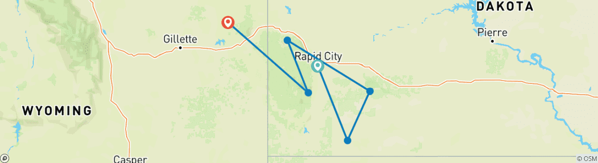 Foto van een kaart met de route van de rondreis