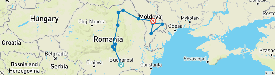 Map of East European Discovery – Romania and Moldova’s Transnistria and Gagauzia