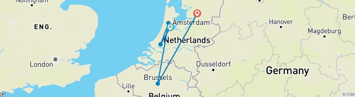 Map of 6 Day Amsterdam and Beyond Self-Adventure