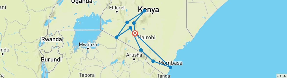 Map of 15 Day Ultimate Kenya Safari