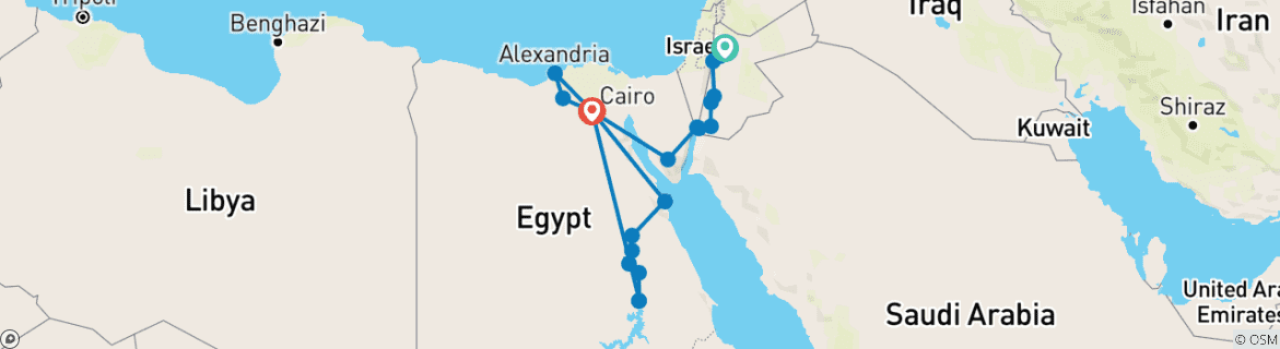 Map of Jordan, Eternal Nile and Alexandria (22 destinations)