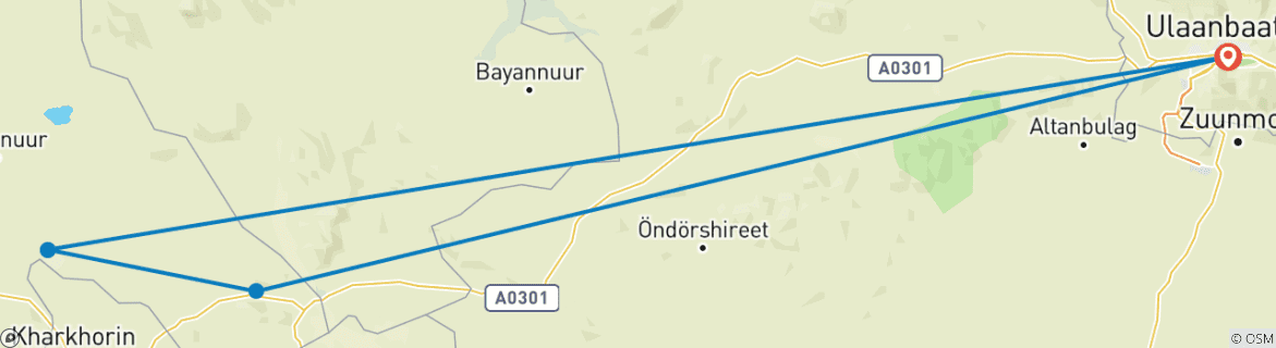 Karte von Reiten mit Nomaden im Orkhon-Tal 5 Tage