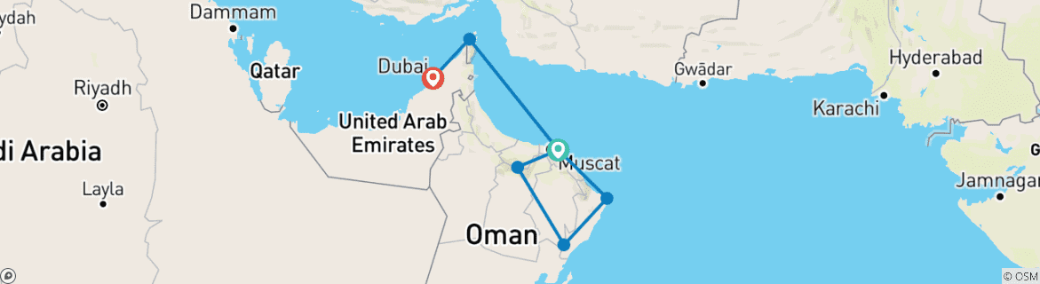 Carte du circuit Circuit de luxe à Oman