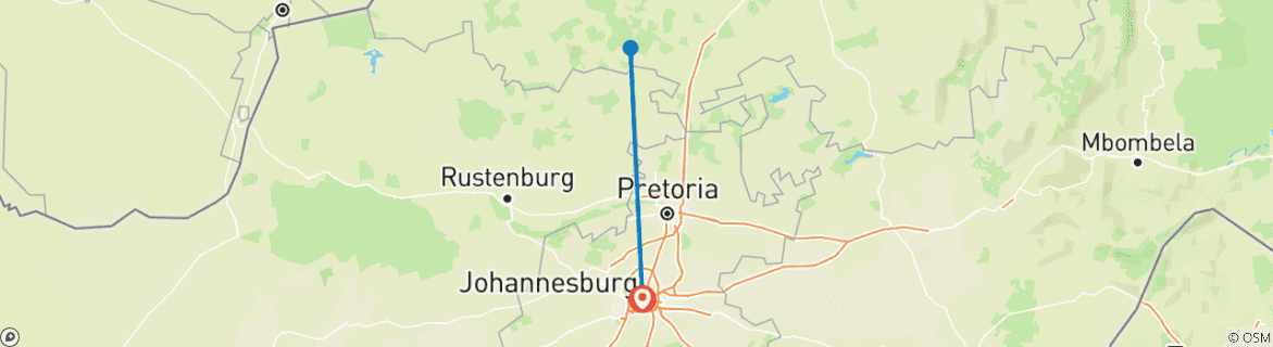 Map of 3-Day Safari Experience Near Johannesburg