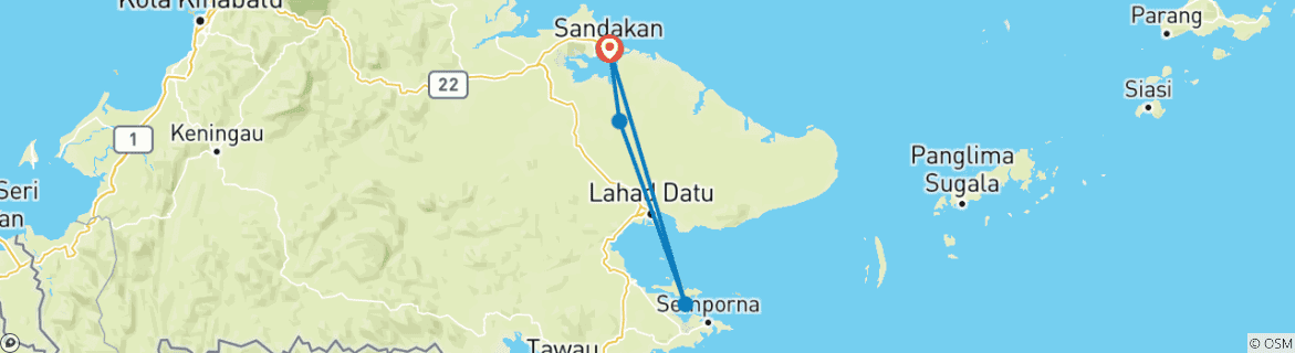 Carte du circuit Safari d'exploration à Sandakan