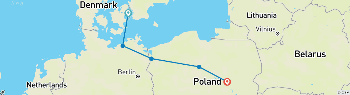 Foto van een kaart met de route van de rondreis