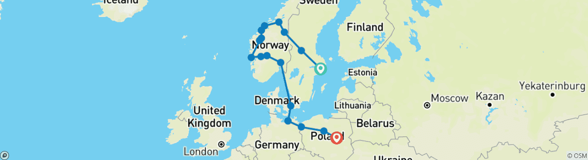 Image d'une carte montrant l'itinéraire du circuit