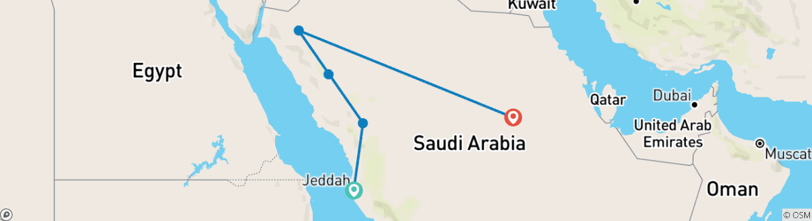 Map of Unforgettable Saudi Arabia end Riad