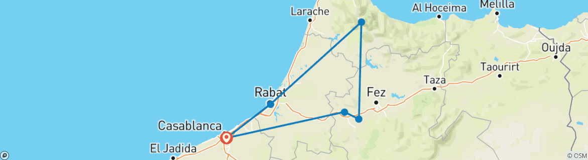 Map of 3 DAYS TOUR FROM CASABLANCA TO CHEFCHAOUEN