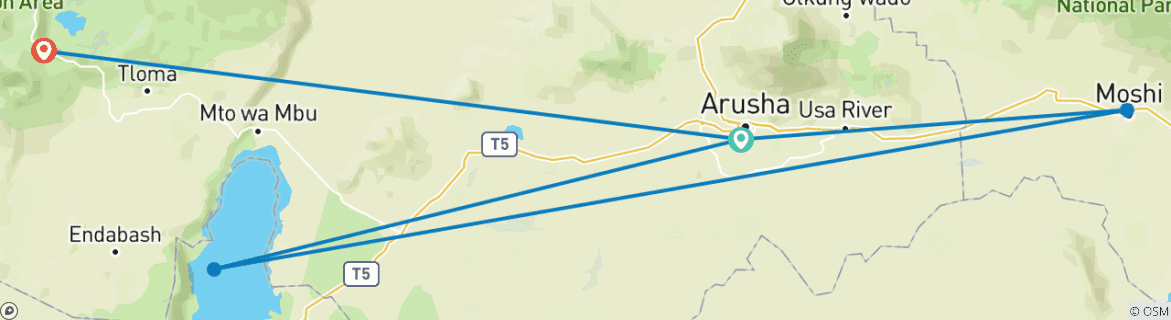 Image d'une carte montrant l'itinéraire du circuit