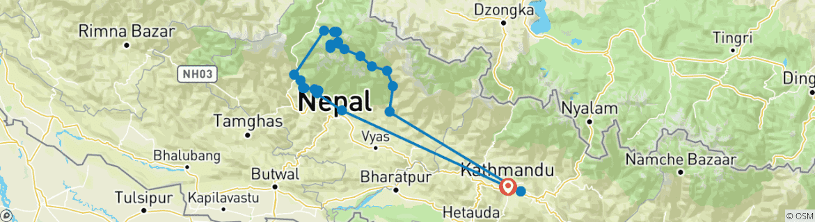 Map of Annapurna Circuit Trek.