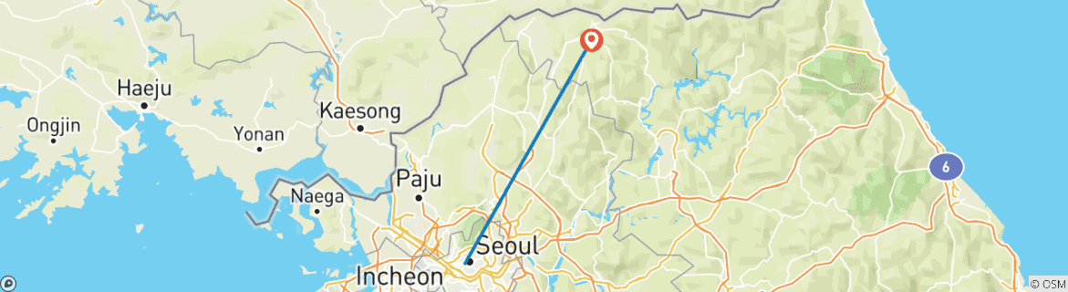 Map of Uncover Korean War History DMZ Tour