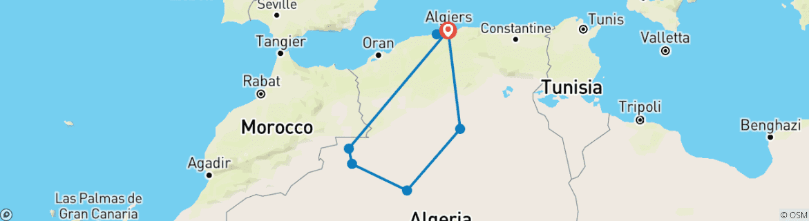 Map of Tailor-Made 11 Days of Algeria Heritage and Deseart, Daily Departure & Private Guide