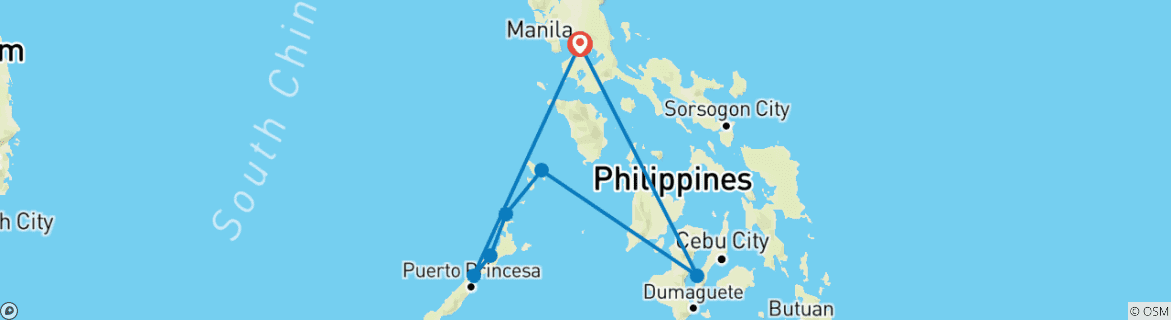 Map of Philippines Island Explorer 17 Day