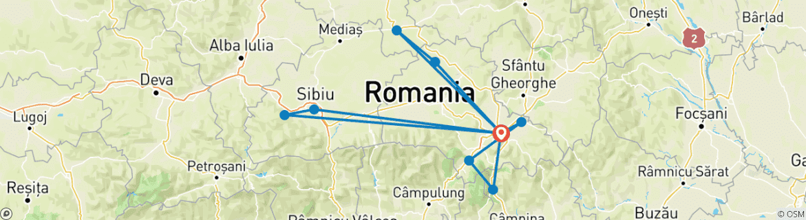 Map of 3 days - Private guided day trips from Brasov. City Break in Transylvania