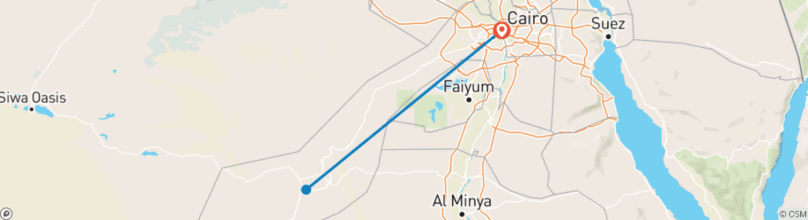 Carte du circuit 3 jours d'aventure dans le désert blanc et noir au départ du Caire