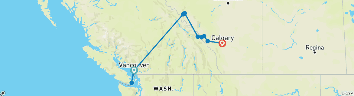 Foto van een kaart met de route van de rondreis