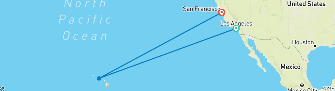 Map of Sunny California: Hollywood & Aloha Hawaii