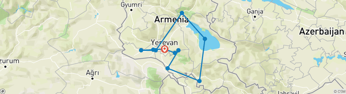 Foto van een kaart met de route van de rondreis