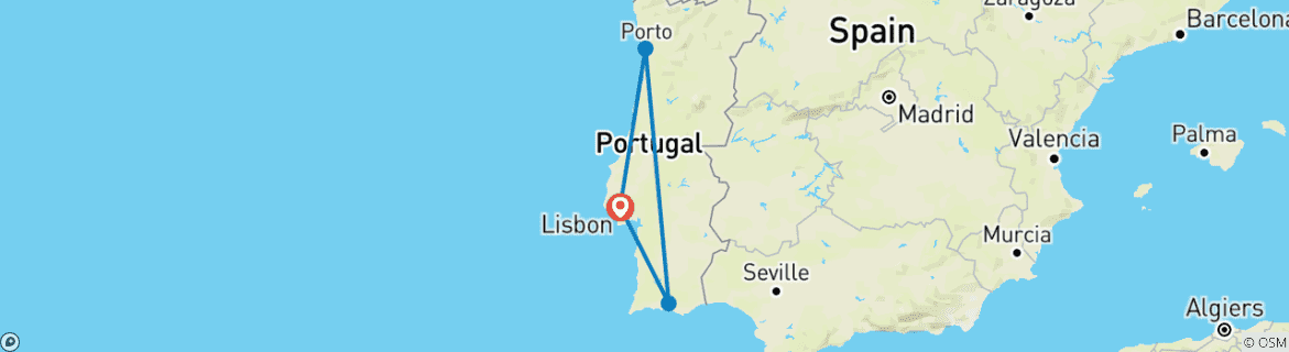 Map of 12 Days Exploring Lisbon, Porto, and Algarve