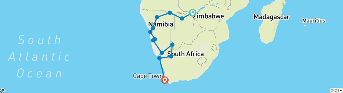 Map of Southern Africa Explorer (VFA to CPT)