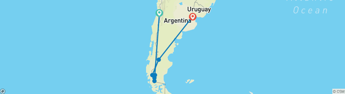 Map of Geluxe: Chile & Argentina: Capital Cities & Hiking Patagonia