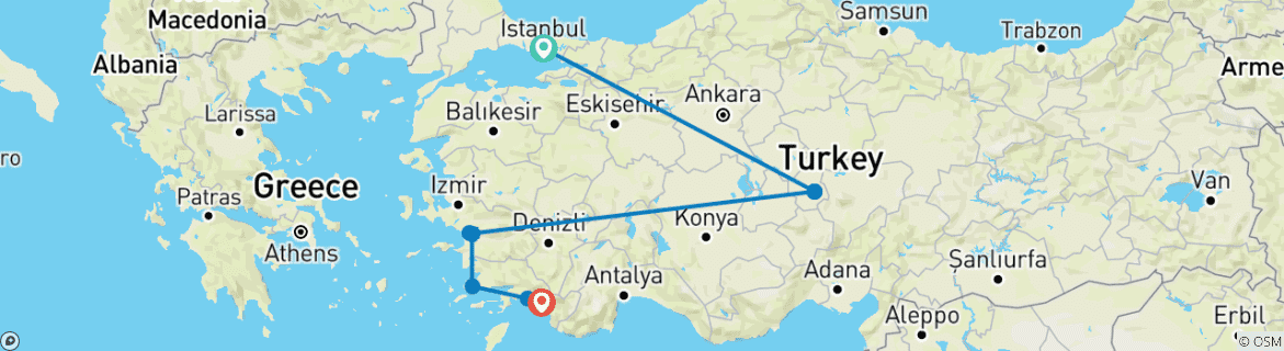 Map of Geluxe: Turkey: Istanbul, Cappadocia & Walking the Turquoise Coast