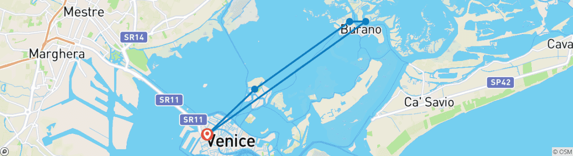 Carte du circuit Carnaval de Venise (croisière de port à port)