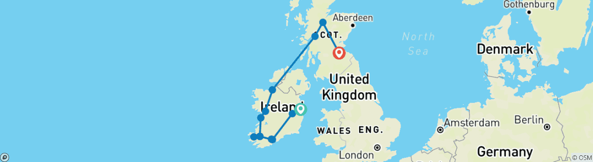 Carte du circuit Le meilleur de l'Irlande et de l'Écosse - Premium (petit groupe)