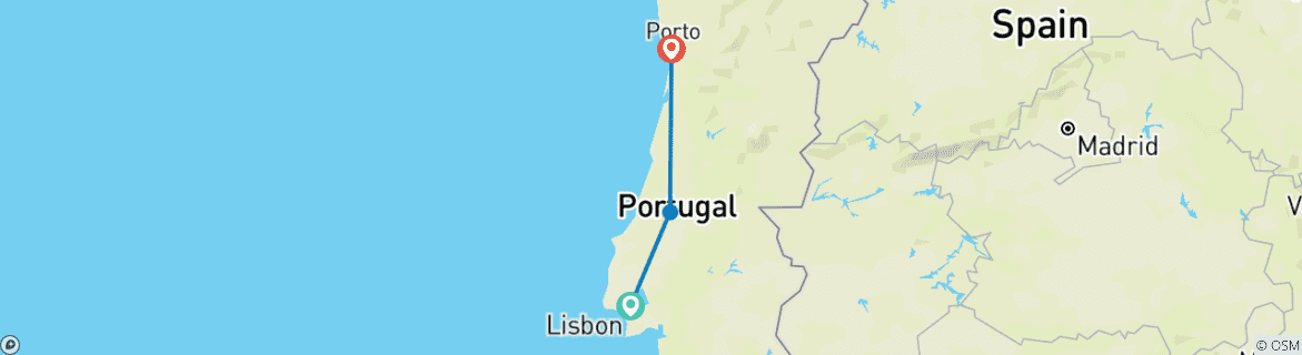 Kaart van Het beste van Portugal – Lissabon, Fatima & Porto – 7 dagen