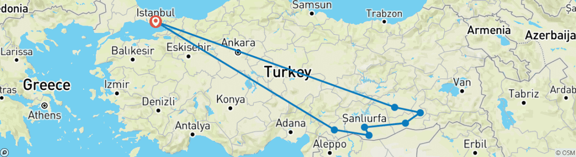 Kaart van Mystiek Mesopotamië – op ontdekkingsreis in Zuidoost-Turkije – 9 dagen