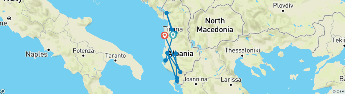 Map of 8 Days From north to South Culture and History of Albania