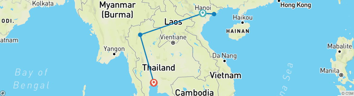 Karte mit der Reiseroute